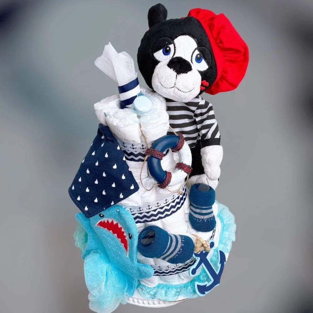 Nautical Diaper Cake, Doggy Diaper Cake